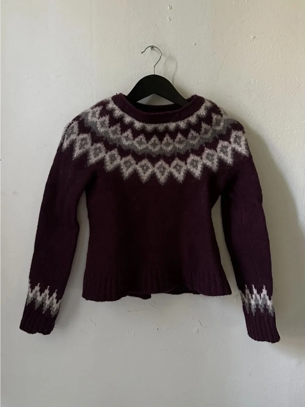 L.L. Bean Womens XS Icelandic Wool Sweater Fair Isle Nordic Cottage Core